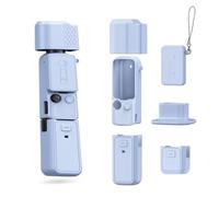 Growalleter - Housse de protection en silicone pour DJI Osmo Pocket 4, ensemble complet avec cache objectif et protecteur d'écran, étui en silicone souple lavable, antidérapant avec sangle anti-perte