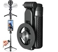 Growalleter Perche à selfie magnétique multifonction 4 en 1 avec support quadrupède portable et rotation à 360° pour iPhone/Android, enregistrement vidéo et vlogging