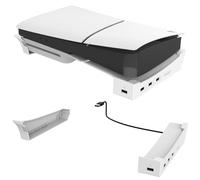 Growalleter PS5 Slim Horizontal Stand Avec 4 Ports USB 2.0 Sous Bureau - Support Refroidissement pour PlayStation 5 Pro/Slim (Blanc)