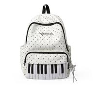 Growalleter Sac à dos en toile musicale pour filles avec clavier de piano | Toile et doublure résistantes à l'eau, séparateur pour ordinateur portable, poche intérieure zippée, poches latérales