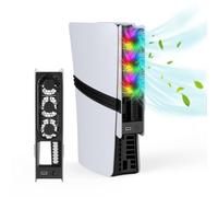 Growalleter Ventilateur de refroidissement pour console PS5 Pro/Slim - Refroidissement haute vitesse avec contrôle automatique de la température, faible bruit, éclairage RVB et port USB 3.0 pour les