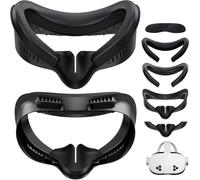 Growalleter VR Face Interface Mousse de Remplacement Coussin facial en cuir PU Coton de soie glacée respirant Coussinet de nez anti-fuite Protecteur de lentille