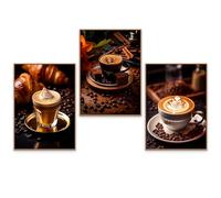GrowArt - lot de 3 affiches avec des tasses à café au format A3 sans cadre | impression photo de haute qualité | décoration pour les amateurs de café | motifs disponibles uniquement chez nous |