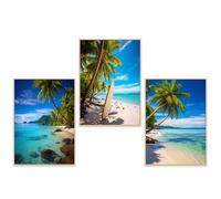 GrowArt - lot de 3 affiches représentant des plages paradisiaques | A3 sans cadre | impression haute qualité | décoration pour les amateurs de plage | motifs disponibles uniquement chez nous |