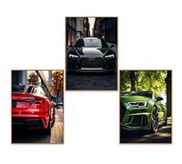 GrowArt - lot de 3 posters avec des voitures AUDI au format A3 sans cadre | impression photo de haute qualité | décoration pour les amateurs d'automobile | modèles disponibles uniquement chez nous |
