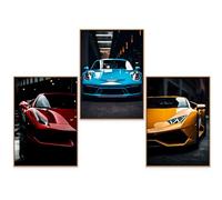 GrowArt - set unique de 3 posters de voitures de sport au format A3 sans cadre | impression photo de haute qualité | décoration murale exceptionnelle pour les amateurs de voitures