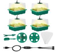 Growbox lampe de plante spectre complet soleil,boîte de culture serre d'intérieur gradable minuterie,kit de culture 4 pots de culture intérieur germination