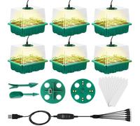 Growbox lampe de plante spectre complet soleil,boîte de culture serre d'intérieur gradable minuterie,kit de culture 6 pots de culture intérieur germination