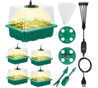 Growbox lampe de plante spectre complet soleil,boîte de culture serre d'intérieur gradable minuterie,kit de culture 5 pots de culture germination intérieur