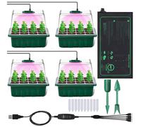 Growbox lampe pour plantes à spectre complet avec tapis chauffant,boîte de culture serre d'intérieur gradable minuterie,kit de culture 4 pots de culture germination en intérieur