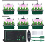 Growbox lampe pour plantes à spectre complet avec tapis chauffant,boîte de culture serre d'intérieur gradable minuterie,kit de culture 6 pots de culture germination en intérieur