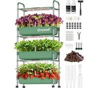 Growell Grand système de culture hydroponique, kit de jardin vertical pour herbes aromatiques d'intérieur avec lampe de croissance LED et pompe à eau indépendante, pot d'intérieur mobile de 42 L