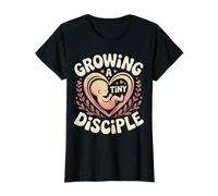 Growing A Tiny Disciple Foi chrétienne de la Grossesse - T-Shirt Graphique avec Valeur, Femme, Noir, L