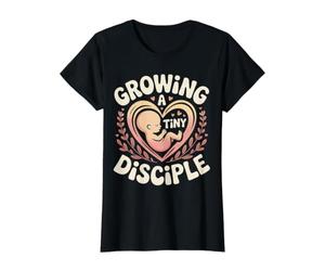 Growing A Tiny Disciple Foi chrétienne de la Grossesse - T-Shirt Graphique avec Valeur, Femme, Noir, L