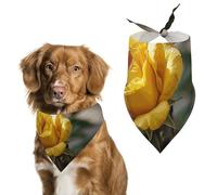 Growing Bandana triangulaire pour chien en polyester lavable Motif rose jaune Pour chiens et chats de taille moyenne et grande