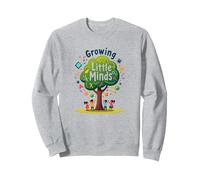 Growing Little Minds : Arbre éducatif pour Enfants Sweatshirt, Unisexe pour Adultes, Gris Chiné, XXL