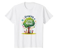 Growing Little Minds : Arbre éducatif pour Enfants T-Shirt, Enfant, Blanc, 3 Ans