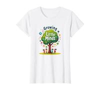 Growing Little Minds : Arbre éducatif pour Enfants T-Shirt, Femme, Blanc, 3XL