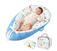 Growithu Nid d'ange pour nouveau-né : chaise longue de luxe avec oreiller pour bébés de 0 à 36 mois endormis - Ensemble cocon de voyage portable pour garçon (bleu)