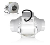 GROWMANIA Extracteur d'air TT pour cultures de 100 mm | Kit extracteur d'odeurs avec débit d'air 187 m³/h Idéal pour armoires de culture | Facile à installer | 2 vitesses | Silencieux
