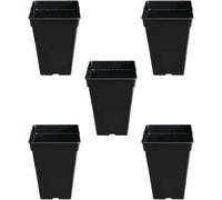GROWMANIA Lot de 5 pots carrés pour plantes noires 14 l - Cinq pots de fleurs en plastique
