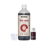 GROWMANIA Top Max de BioBizz 1L + Échantillon Boost Up de Up Nutrients + Verre Doseur | Stimulateur Organique de Floraison Complète | Excellent pour les Jardins et les Potagers de Taille Moyenne