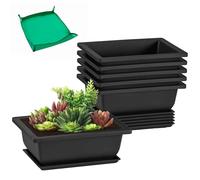 GROWNEER Lot de 6 Pots d'entraînement pour bonsaï de 16,5 cm avec Plateaux d'humidité et 15 étiquettes pour Plantes, Pot de Culture en Plastique pour Jardin, Cour, Bureau, Salon, Balcon