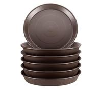 GROWNEER Lot de 6 soucoupes de Plantes en Plastique Robuste de 21 cm pour intérieur et extérieur, Marron