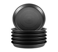 GROWNEER Lot de 6 soucoupes de Plantes en Plastique Robuste de 21 cm pour intérieur et extérieur - Noir