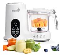 Grownsy Robot Cuiseur Mixeur Bébé Multifonctions 6-en-1, Vapeur & Mixage Prépare Purées, Compotes & Soupe Maison, Sans BPA Facile à Nettoyer