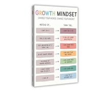 Growth Mindset Poster sur toile avec inscription « Change Your Self Talk Affirmations » pour enfants - Décoration murale pour salon, chambre à coucher - 20 x 30 cm