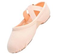 GroYolan Chaussons de Ballet Fille/Femme Toile Extensible Respirante Chaussures de Danse Classique élastiques Croisés Semelle Fendue Antidérapante Demi-Pointes pour Cours Entraînement Spectacle
