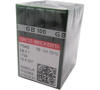 Groz-Beckert Aiguilles Dans Une Boîte En Plastique Transparent - 100 Groz-Beckert Dbx1 16x257 1738 Gebedur Titanium Aiguilles Pour Machine À Coudre (10/70)