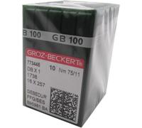 Groz-Beckert Aiguilles Dans Une Boîte En Plastique Transparent - 100 Groz-Beckert Dbx1 16x257 1738 Gebedur Titanium Aiguilles Pour Machine À Coudre (11/75)