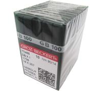 Groz-Beckert Aiguilles Dans Une Boîte En Plastique Transparent - 100 Groz-Beckert Dbx1 16x257 1738 Gebedur Titanium Aiguilles Pour Machine À Coudre (14/90)