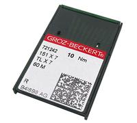 GROZ-BECKERT Aiguilles dans une boîte en plastique transparent CKPSMS - 10 pièces/paquet - Groz-Beckert 151X7, TLX7, 60M - Aiguilles incurvées pour surjeteuse (taille de l'aiguille : 100/4)
