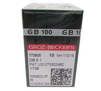 GROZ-BECKERT Aiguilles dans une boîte en plastique transparent CKPSMS - 100 GROZ-BECKERT DBX1 16X257 1738 GEBEDUR Titanium Aiguilles pour machine à coudre (18/110)