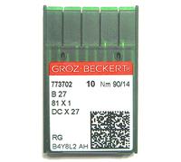 Groz-Beckert Lot de 10 aiguilles à piston rond B 27 81 x 1 / DC x 27 aiguilles pour machine à coudre industrielle St. 90/14