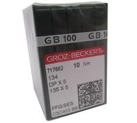 GROZ-BECKERT Lot de 100 aiguilles Groz-Beckert 134R 135 x 5 DPX5 FFG/SES dans une boîte en plastique transparent CKPSMS pour de nombreuses machines à coudre industrielles (taille des aiguilles : DPX5