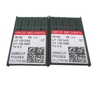 GROZ-BECKERT Lot de 20 aiguilles dans une boîte en plastique transparent CKPSMS - Aiguilles à pointe sphérique Groz-Beckert UYX128GAS UYX128GBS Gebedur Titanium FFG/SES pour machines à point de
