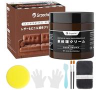 Grpoche Kit Reparation Cuir, 200g Teinture Cuir Brun, Kit De Crème De Réparation du Cuir Réparer Les éraflures et la Décoloration sur Canapés Sièges d'auto, Chaussures et Selles