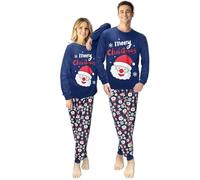 GRPSKCOS Ensemble de pyjama de Noël pour couple, pyjama de Noël pour adultes, Père Noël, pyjama de nuit long, ensemble assorti pour Xmas pour hommes et femmes, M
