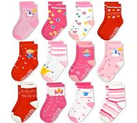 GRPSKCOS Lot de 12 paires de chaussettes antidérapantes en ABS pour fille de 1 à 7 ans