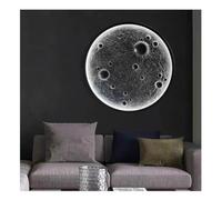 GRRICEPL Applique Murale Moderne en Forme De Lune À Intensité Variable, Mur D'entrée en Relief Tridimensionnel, Applique Murale Télécommandée Tricolore/Sept Couleurs(Gray-B,100cm)