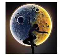 GRRICEPL Applique Murale Moderne en Forme De Lune À Intensité Variable, Mur D'entrée en Relief Tridimensionnel, Applique Murale Télécommandée Tricolore/Sept Couleurs(Multi-Colored-A,100cm)