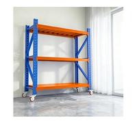 GRRICEPL Rayonnage Industriel Mobile sur roulettes, Étagères De Garage Métalliques Robustes, Rayonnage sur Pied Réglable pour Entrepôt, Atelier, École Ou Usage Commercial(Orange/3,150x50x200 cm)