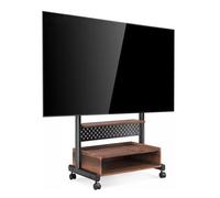 GRRICEPL Support TV Mobile Robuste sur roulettes, Support TV Portable sur Pied, Support TV sur roulettes avec Panneau Perforé Et Étagère en Bois(Brown/B)