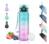 Grsta 500ml Gourde Enfant, Gourde Graduée, Anti-Fuite, Facile à Nettoyer, Motivation, avec Slogan de Motivation, Reutilisable pour l'École, Velo, Bureau, Voyage, Extérieur, Vert-Rose