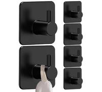 Grsta 6 Pièces Crochet Adhésif Mural, Crochets Adhesifs Muraux, Accroche Serviette Sans Percage, Accroche Torchon, Accroche Torchon Cuisine, Crochet AdhéSif pour Cuisin, Salle de Bain, Bureau, Noir