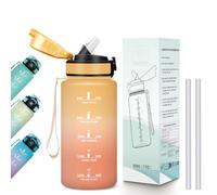 Grsta Anti Fuite Gourde, Gourde 500ml, avec Paille, Mit Verrou de Sécurité | Gourdes Motivation, Facile à Nettoyer, Bouteille d'eau, Gourdes avec Marqueur de Temps pour Camping, Plein Air, Randonnée